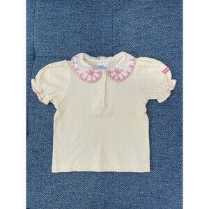 vtg BabyBgosh OshKosh Bgosh shirt collared flowers girls 3-6 months baby yellow